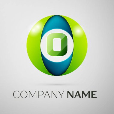 O harfi vektör logo sembol gri arka plan üzerinde renkli meydanında. Tasarımınız için vektör şablonu