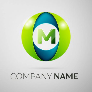 A harfi vektör logo sembol gri arka plan üzerinde renkli meydanında. Tasarımınız için vektör şablonu