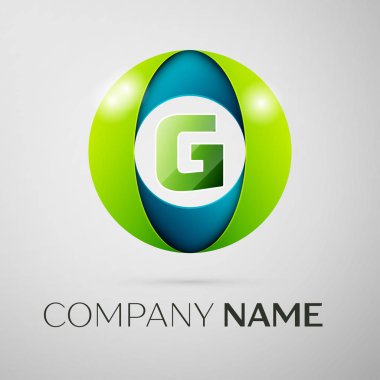 G harfi vektör logo sembol gri arka plan üzerinde renkli meydanında. Tasarımınız için vektör şablonu