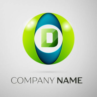D harfi vektör logo sembol gri arka plan üzerinde renkli meydanında. Tasarımınız için vektör şablonu