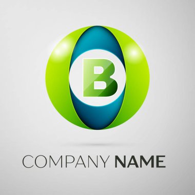 B harfi vektör logo sembol gri arka plan üzerinde renkli meydanında. Tasarımınız için vektör şablonu