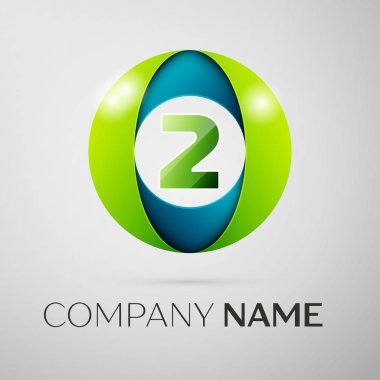 İki numaralı vektör logo sembol gri arka plan üzerinde renkli daire içinde. Tasarımınız için vektör şablonu
