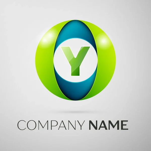 Letter Y vector logo symbol in the colorful square on grey background. Vector template for your design — Stock Vector