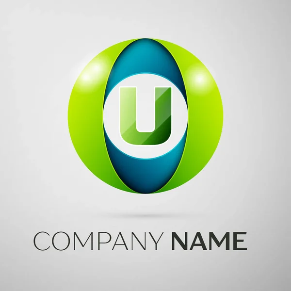 Letter U vector logo symbool in het kleurrijke plein op grijze achtergrond. Vector sjabloon voor uw ontwerp — Stockvector
