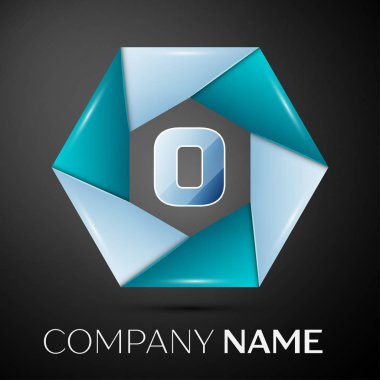 O harfi vektör logo sembol siyah arka plan üzerinde renkli daire içinde. Tasarımınız için vektör şablonu