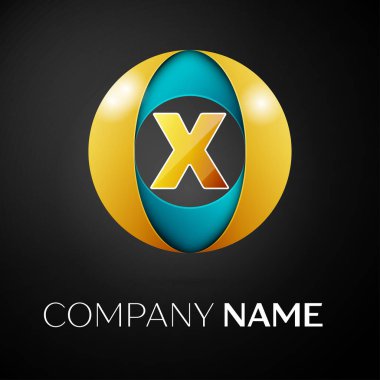 Mektup X vektör logo sembol siyah arka plan üzerinde renkli daire içinde. Tasarımınız için vektör şablonu