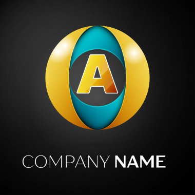 A harfi vektör logo sembol siyah arka plan üzerinde renkli daire içinde. Tasarımınız için vektör şablonu
