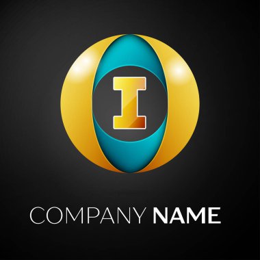 Siyah arka plan üzerinde renkli daire logo simge vektör mektup. Tasarımınız için vektör şablonu