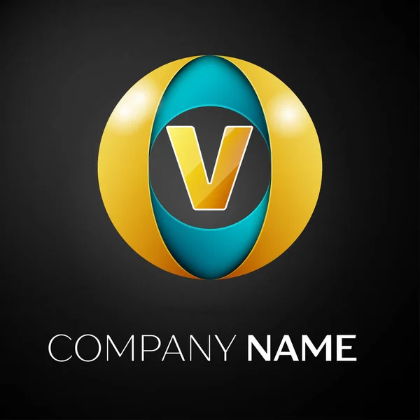 Litery V symbol wektor logo w kolorowe koła na czarnym tle. Wektor szablon dla Twojego projektu — Wektor stockowy