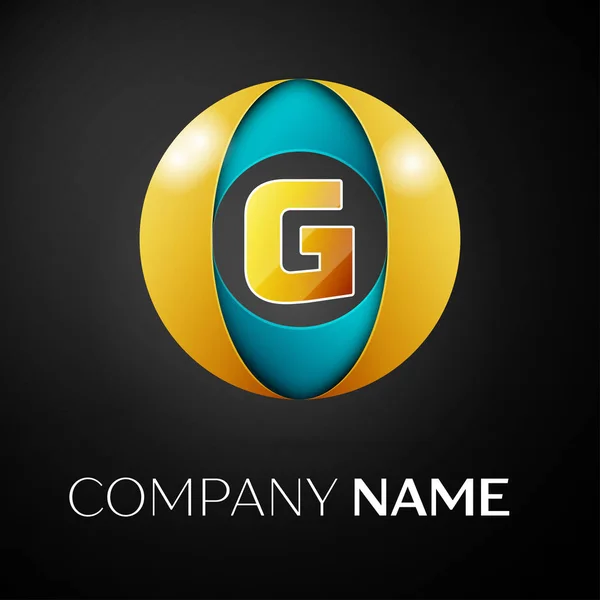 Γράμμα G σύμβολο λογότυπο φορέα στον πολύχρωμο κύκλο σε μαύρο φόντο. Διάνυσμα πρότυπο για το σχεδιασμό σας — Διανυσματικό Αρχείο
