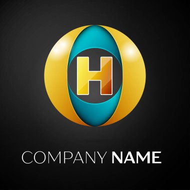 H harfi vektör logo sembol siyah arka plan üzerinde renkli daire içinde. Tasarımınız için vektör şablonu
