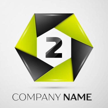 İki numaralı vektör logo sembol gri arka plan üzerinde renkli daire içinde. Tasarımınız için vektör şablonu