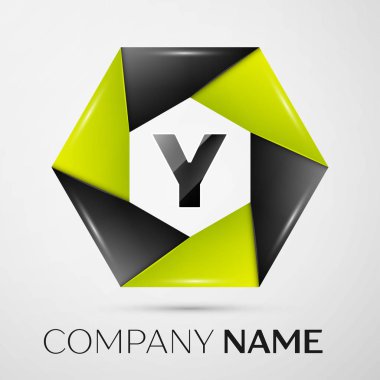 Y harfi vektör logo sembol gri arka plan üzerinde renkli daire içinde. Tasarımınız için vektör şablonu