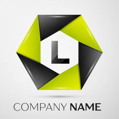 L harfi vektör logo sembol gri arka plan üzerinde renkli daire içinde. Tasarımınız için vektör şablonu