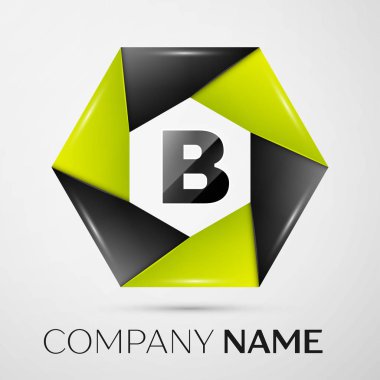 B harfi vektör logo sembol gri arka plan üzerinde renkli daire içinde. Tasarımınız için vektör şablonu
