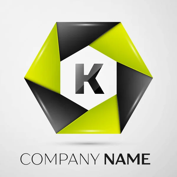 Letra K símbolo del logotipo del vector en el círculo de colores sobre fondo gris. Plantilla vectorial para su diseño — Archivo Imágenes Vectoriales