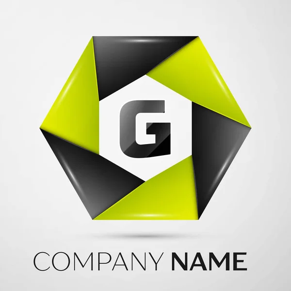 Letra G símbolo del logotipo del vector en el círculo de colores sobre fondo gris. Plantilla vectorial para su diseño — Archivo Imágenes Vectoriales