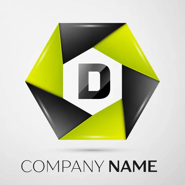 Litera D symbol wektor logo w kolorowe koła na szarym tle. Wektor szablon dla Twojego projektu — Wektor stockowy