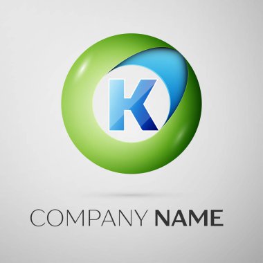 K harfi vektör logo sembol gri arka plan üzerinde renkli daire içinde. Tasarımınız için vektör şablonu