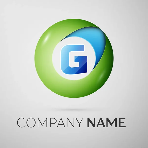 Lettera G simbolo del logo vettoriale nel cerchio colorato su sfondo grigio. Modello vettoriale per il tuo design — Vettoriale Stock