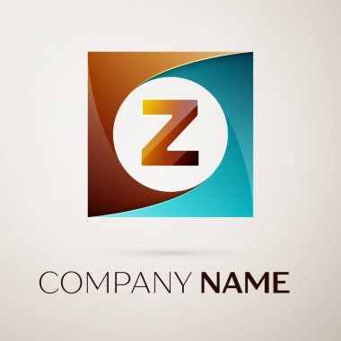 Z harfi vektör logo sembol gri arka plan üzerinde renkli meydanında. Tasarımınız için vektör şablonu