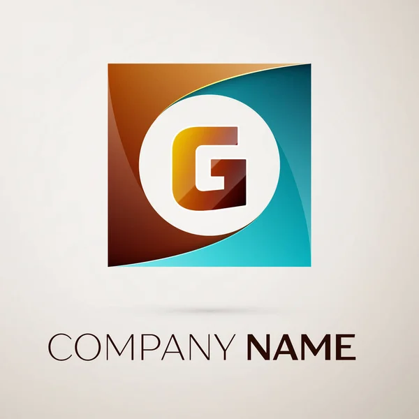 Letter G vector logo symbol in the colorful square on grey background. Vector template for your design — Stock Vector