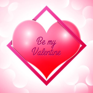 Gerçekçi kırmızı kalp ile bir yazıt Merkezi metin Sevgililer günü pembe kare çerçeve olarak. Satılık kavramı alışveriş, mobil cihazlar, online alışveriş için. Vektör çizim.