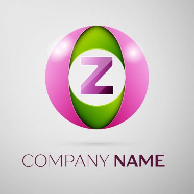 Z harfi vektör logo sembol gri arka plan üzerinde renkli daire içinde. Tasarımınız için vektör şablonu