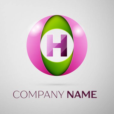 H harfi vektör logo sembol gri arka plan üzerinde renkli daire içinde. Tasarımınız için vektör şablonu