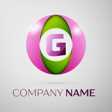 G harfi vektör logo sembol gri arka plan üzerinde renkli daire içinde. Tasarımınız için vektör şablonu