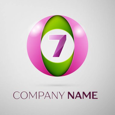 Yedi numaralı vektör logo sembol gri arka plan üzerinde renkli daire içinde. Tasarımınız için vektör şablonu