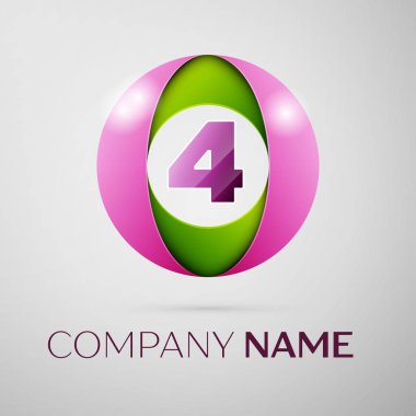 Dört numaralı vektör logo sembol gri arka plan üzerinde renkli daire içinde. Tasarımınız için vektör şablonu