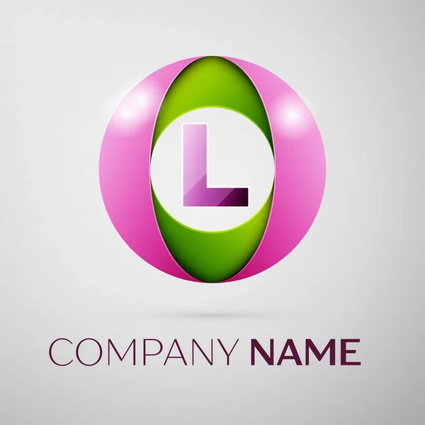 Symbole du logo vectoriel de la lettre L dans le cercle coloré sur fond gris. Modèle vectoriel pour votre conception — Image vectorielle