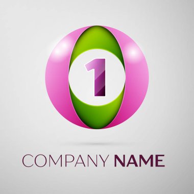 Bir numaralı vektör logo sembol gri arka plan üzerinde renkli daire içinde. Tasarımınız için vektör şablonu