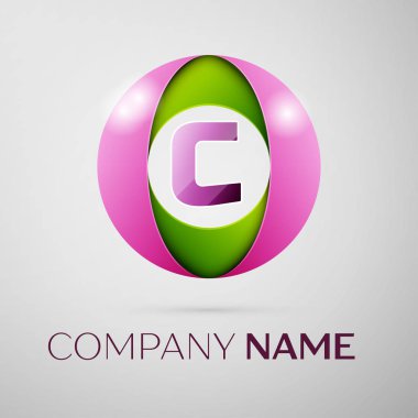 C harfi vektör logo sembol gri arka plan üzerinde renkli daire içinde. Tasarımınız için vektör şablonu