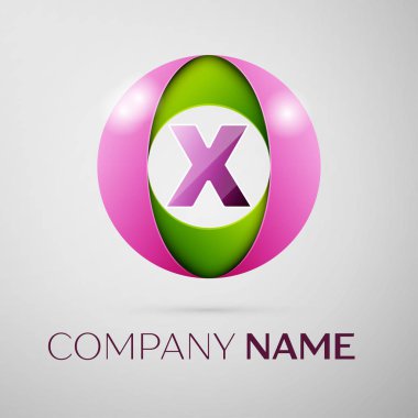Mektup X vektör logosu simgesi gri arka plan üzerinde renkli daire içinde. Tasarımınız için vektör şablonu
