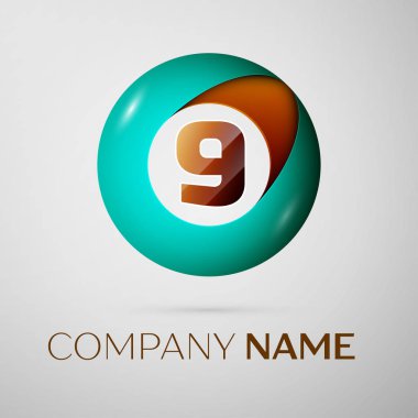 Dokuz numaralı vektör logo sembol gri arka plan üzerinde renkli daire içinde. Tasarımınız için vektör şablonu