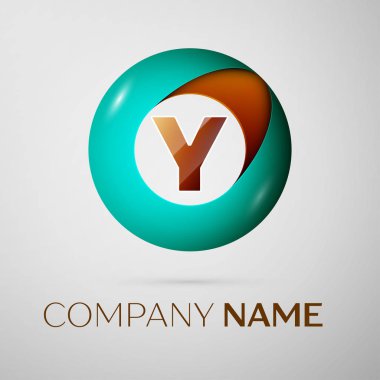 Y harfi vektör logo sembol gri arka plan üzerinde renkli daire içinde. Tasarımınız için vektör şablonu
