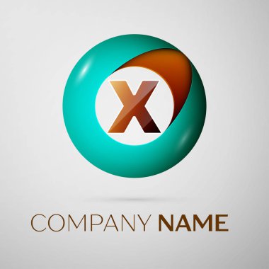 Mektup X vektör logosu simgesi gri arka plan üzerinde renkli daire içinde. Tasarımınız için vektör şablonu