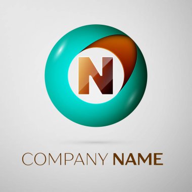 N harfi vektör logo sembol gri arka plan üzerinde renkli daire içinde. Tasarımınız için vektör şablonu