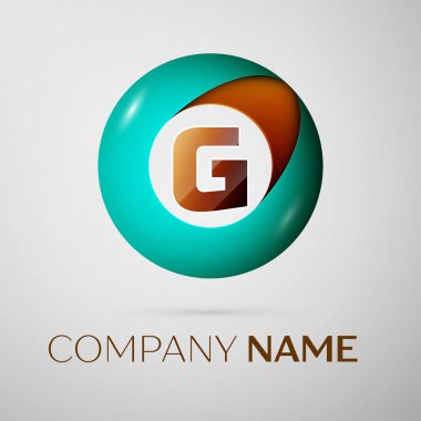G harfi vektör logo sembol gri arka plan üzerinde renkli daire içinde. Tasarımınız için vektör şablonu