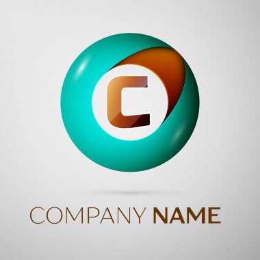 C harfi vektör logo sembol gri arka plan üzerinde renkli daire içinde. Tasarımınız için vektör şablonu