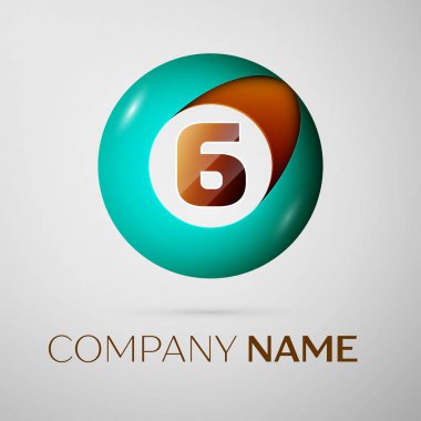 Altı numaralı vektör logo sembol gri arka plan üzerinde renkli daire içinde. Tasarımınız için vektör şablonu