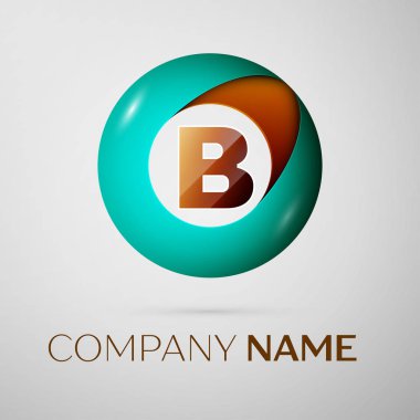 B harfi vektör logo sembol gri arka plan üzerinde renkli daire içinde. Tasarımınız için vektör şablonu