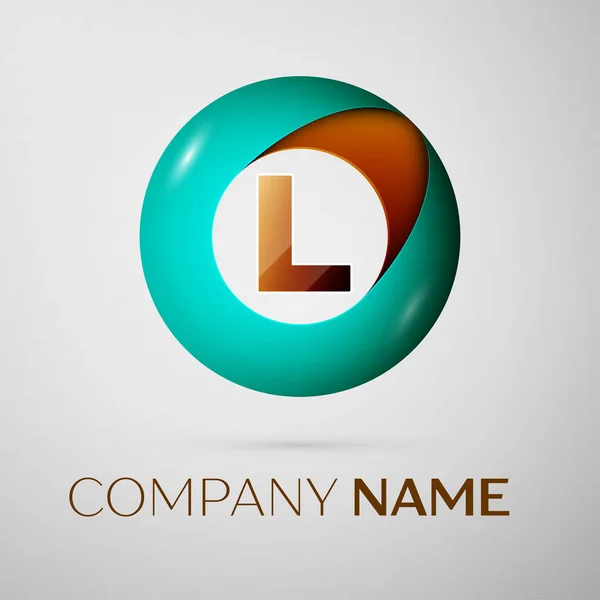 Letter L vector logo symbool in de kleurrijke cirkel op een grijze achtergrond. Vector sjabloon voor uw ontwerp — Stockvector