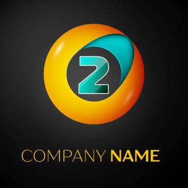 İki numaralı vektör logo sembol siyah arka plan üzerinde renkli daire içinde. Tasarımınız için vektör şablonu