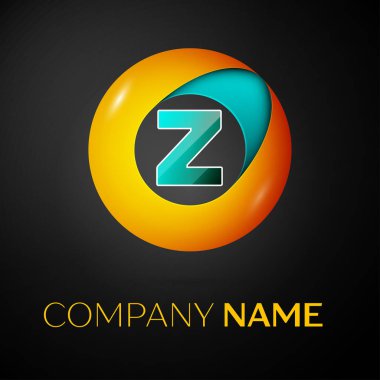 Z harfi vektör logo sembol siyah arka plan üzerinde renkli daire içinde. Tasarımınız için vektör şablonu