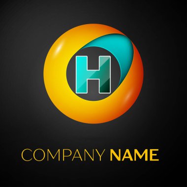 H harfi vektör logo sembol siyah arka plan üzerinde renkli daire içinde. Tasarımınız için vektör şablonu