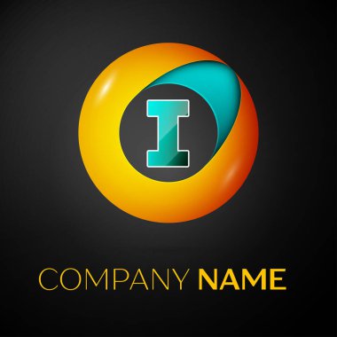 Siyah arka plan üzerinde renkli daire logo simge vektör mektup. Tasarımınız için vektör şablonu