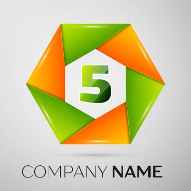Beş numaralı vektör logo sembol gri arka plan üzerinde renkli daire içinde. Tasarımınız için vektör şablonu